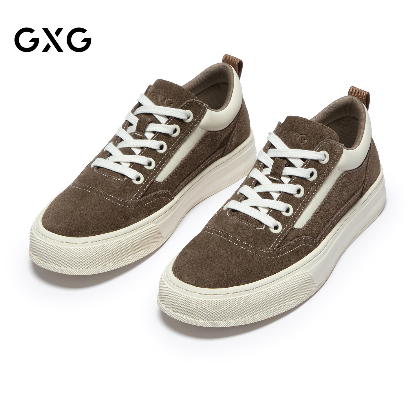 GXG通勤男鞋 经典百搭绒面鞋简约日常出行休闲橡胶大底增高板鞋主图