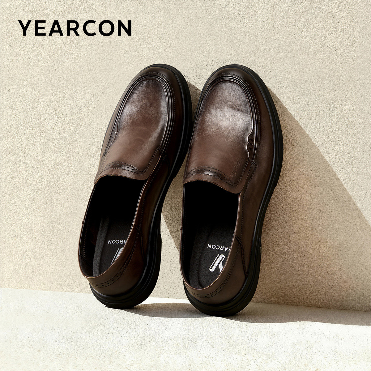 意尔康男鞋2026春季真皮商务休闲皮鞋男士一脚蹬软底单鞋爸爸鞋主图