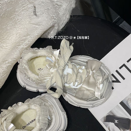 左左家2026年春季新款中大童休闲百搭运动鞋丝带蝴蝶结女童老爹鞋