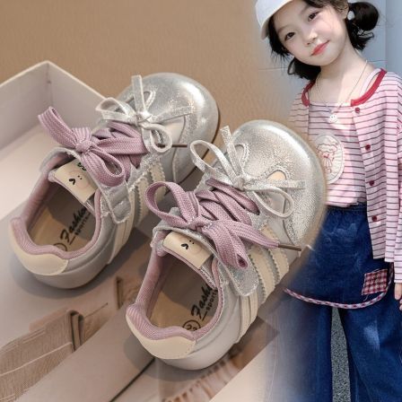 女童运动鞋小女孩甜美风蝴蝶结德训鞋2026春季新款儿童软底宝宝鞋