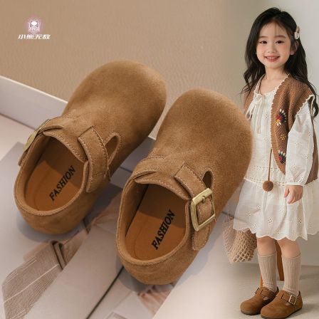 儿童真皮勃肯鞋2026春秋季新款女童软底防滑单鞋复古中小童宝宝鞋