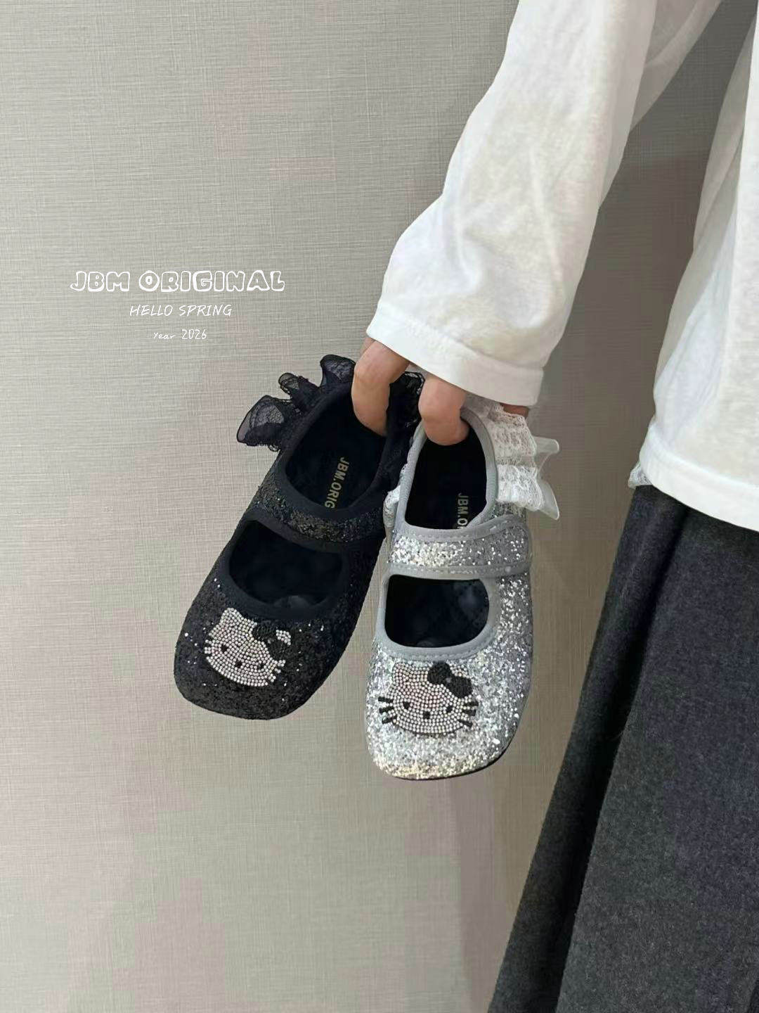 JBM春季新款女童小皮鞋水钻Kitty玛丽珍鞋韩版百搭闪亮公主鞋单鞋主图