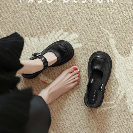 牛皮方巷大叔2026春季新款黑色玛丽珍鞋女款厚底复古浅口小皮鞋子