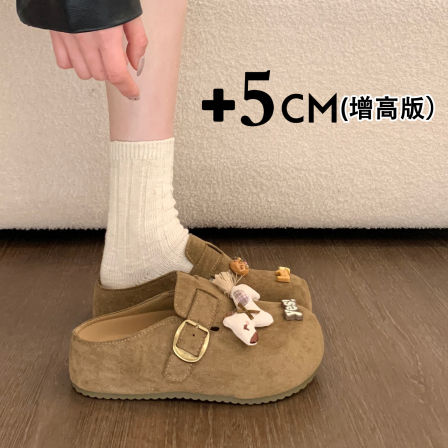 巨好看厚底内增高勃肯鞋可爱包头半拖鞋女外穿2026新款春季一脚蹬