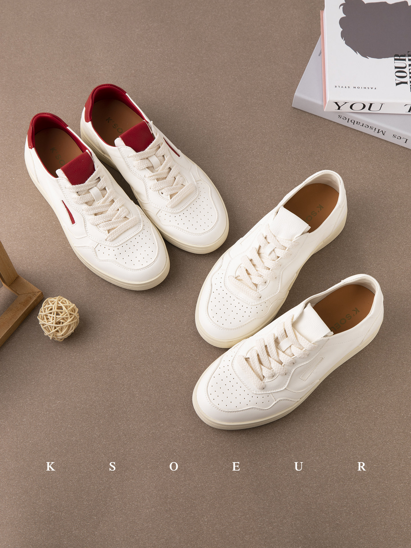 K姐 【奶酪小白鞋】头层牛皮撞色后尾透气百搭休闲鞋板鞋主图