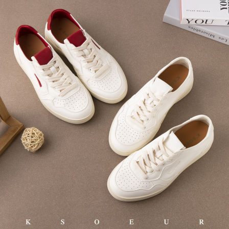 K姐 【奶酪小白鞋】头层牛皮撞色后尾透气百搭休闲鞋板鞋