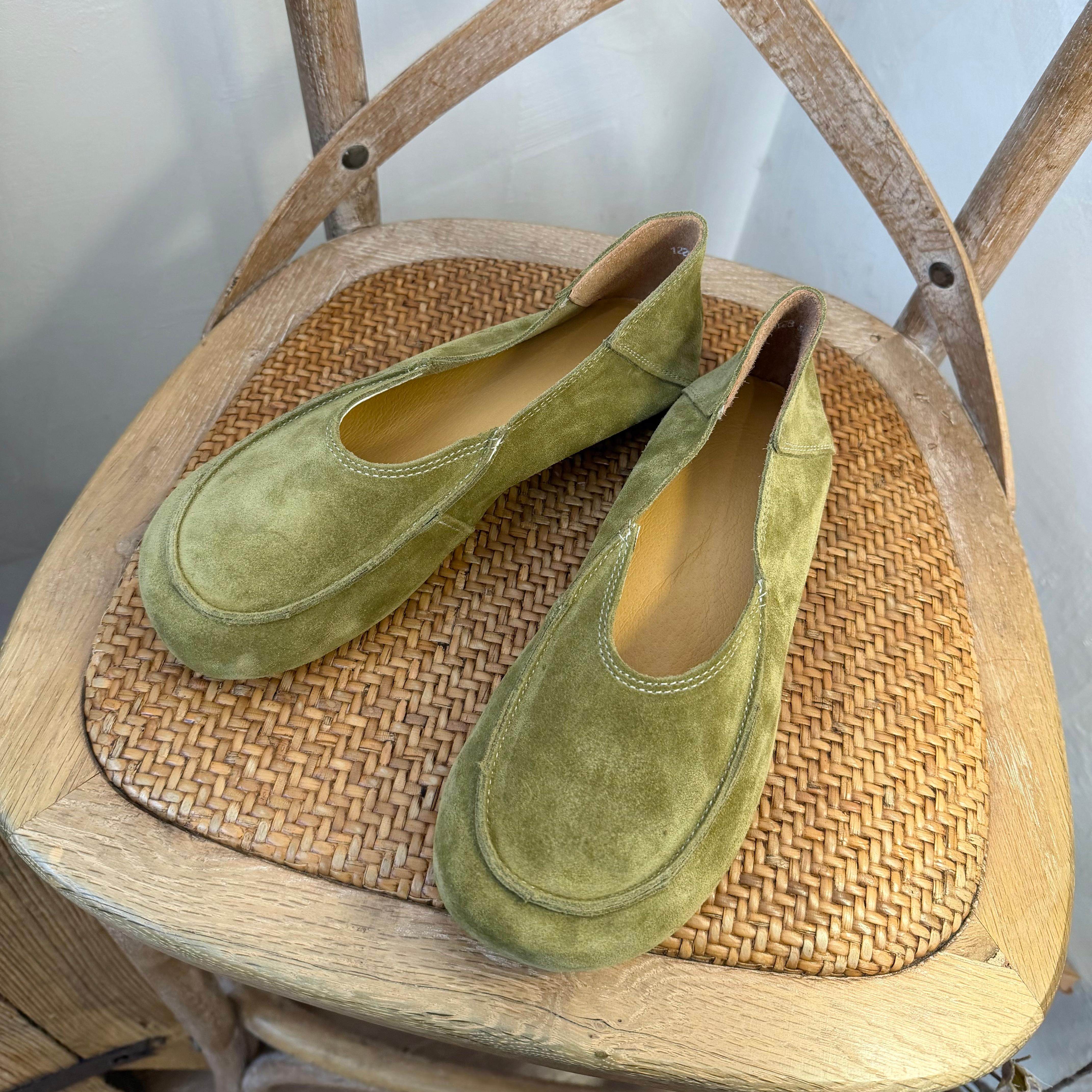 花楼出品2026春季新款休闲百搭手工明线反绒真皮浅口乐福鞋女主图