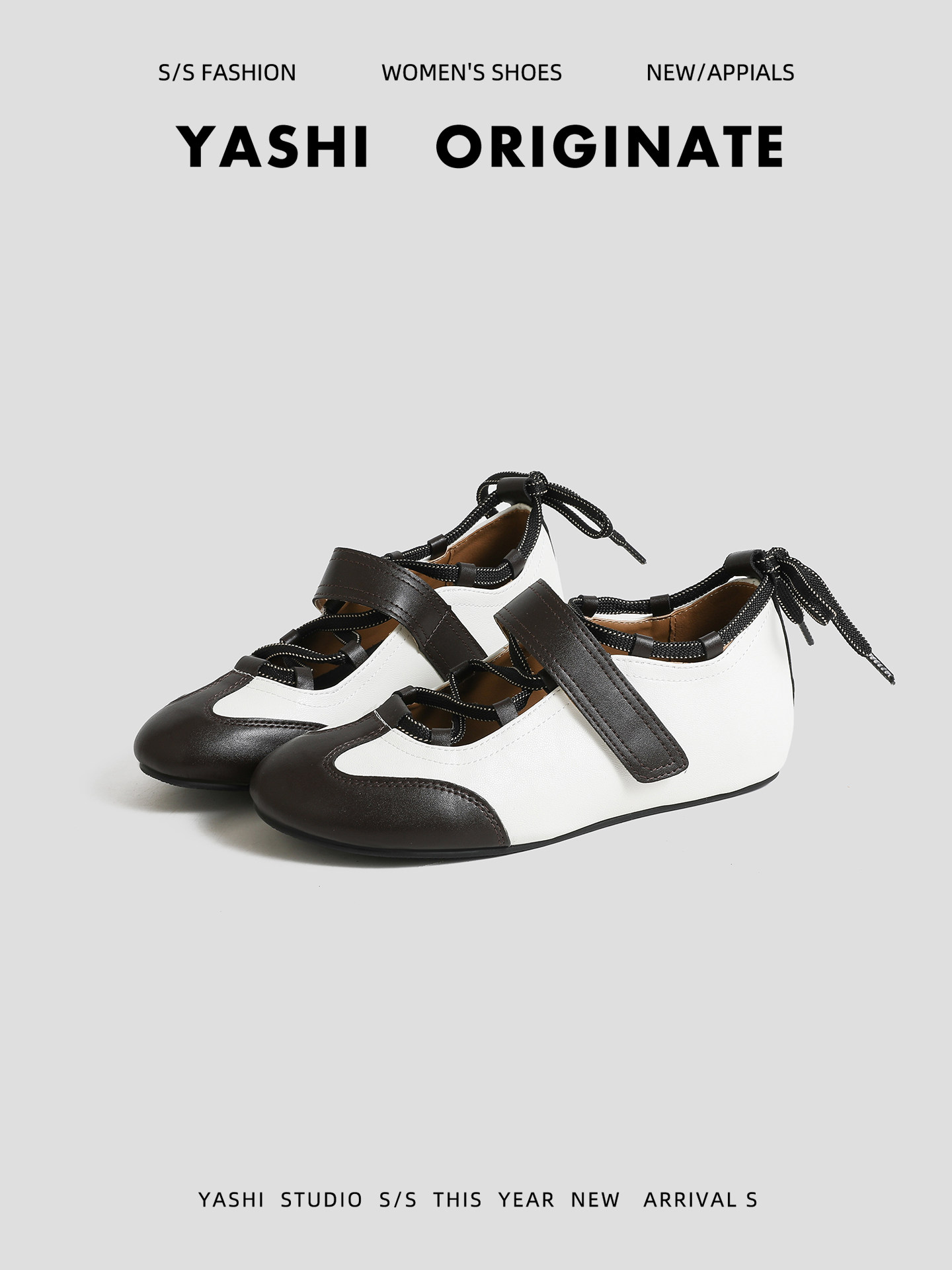 真皮~厚底增高4CM芭蕾舞鞋女2026春新款魔术贴休闲百搭阿甘德训鞋主图