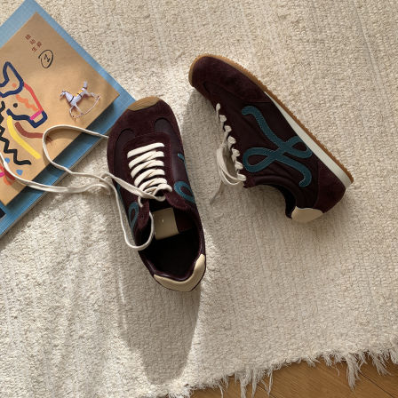 赵款款 有个性可暴走 牛皮圆头休闲运动芭蕾鞋阿甘鞋