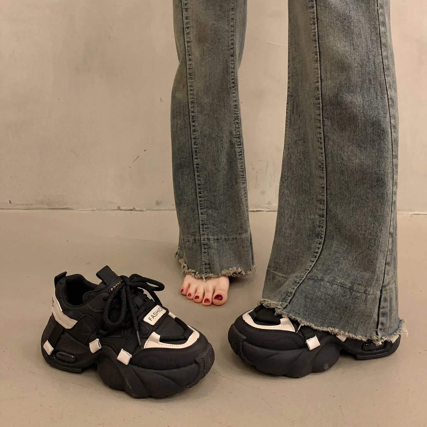 休闲老爹鞋女2026新款爆款女鞋厚底时尚百搭防滑小个子运动鞋女款主图