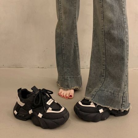 休闲老爹鞋女2026新款爆款女鞋厚底时尚百搭防滑小个子运动鞋女款