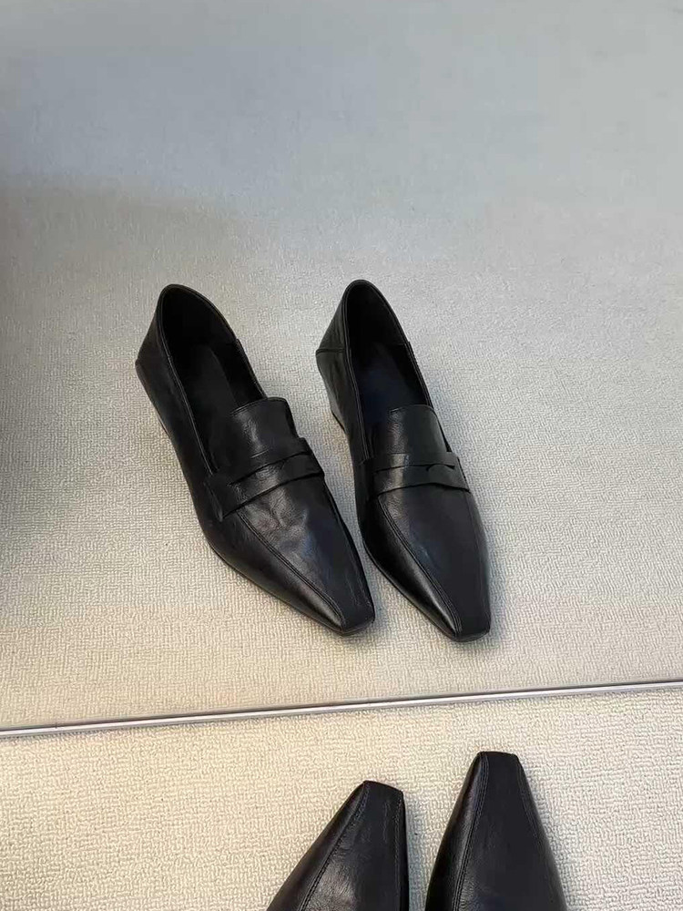 羊皮版~一脚蹬不累脚时尚百搭小皮鞋女英伦风日常通勤深口乐福鞋主图