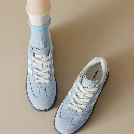 奥古狮登复古德训鞋女蓝色厚底休闲运动鞋2026新款系带板鞋超好看