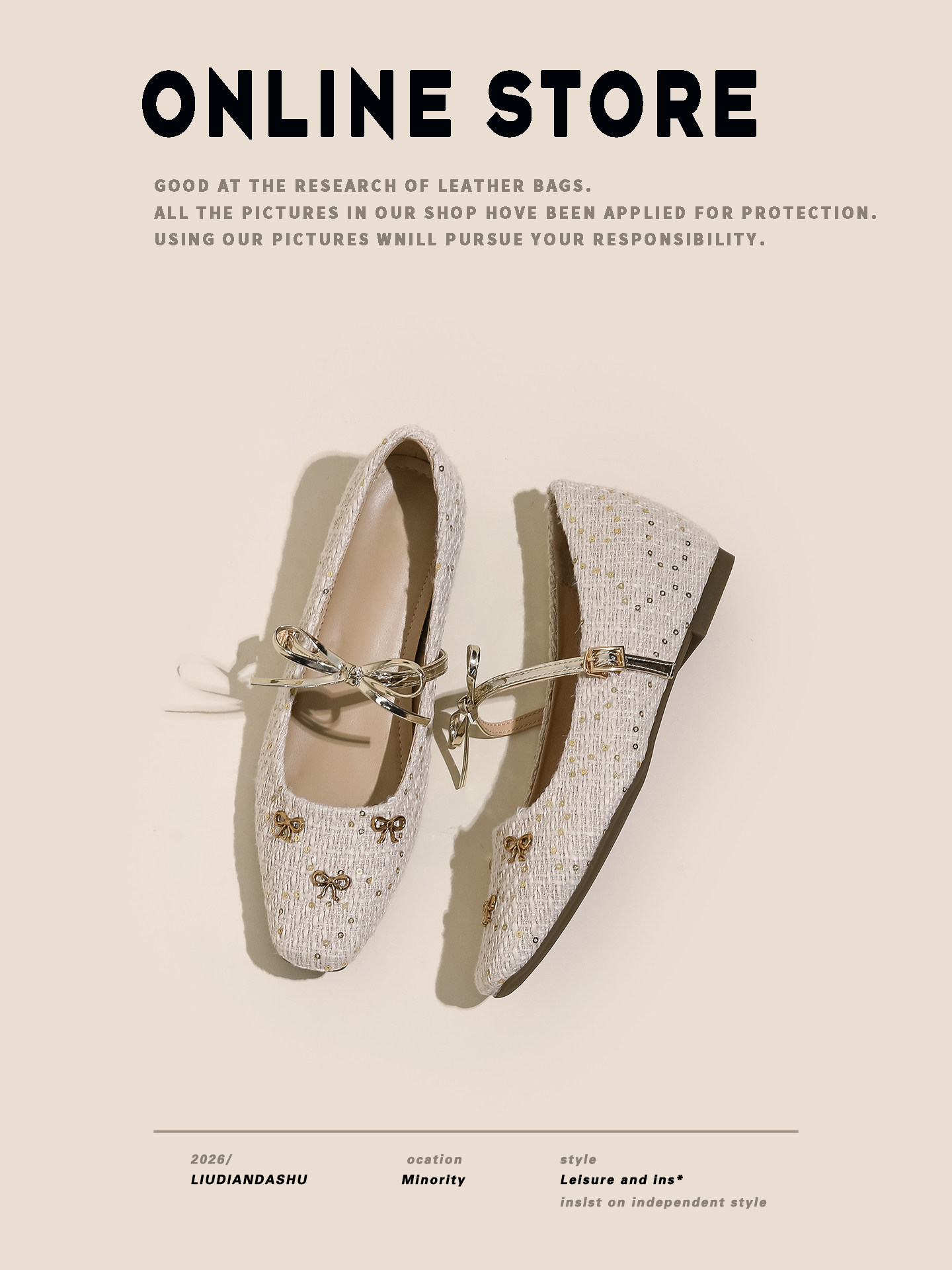 真皮~内增高法式方头小香风单鞋女2026新款蝴蝶结一字带玛丽珍鞋主图