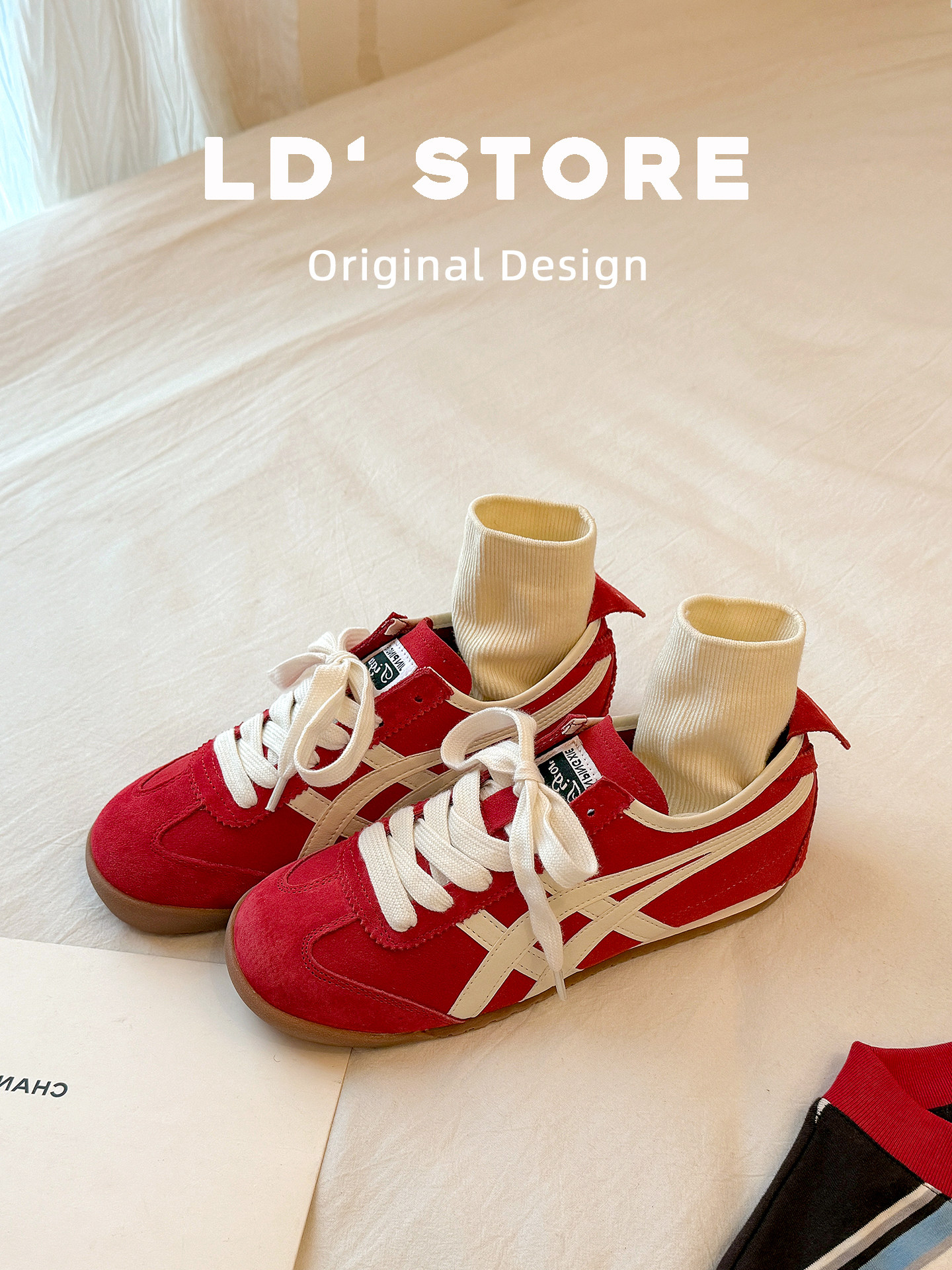 牛皮版~复古红色内增高德训鞋女2026新款春季平底运动休闲阿甘鞋主图