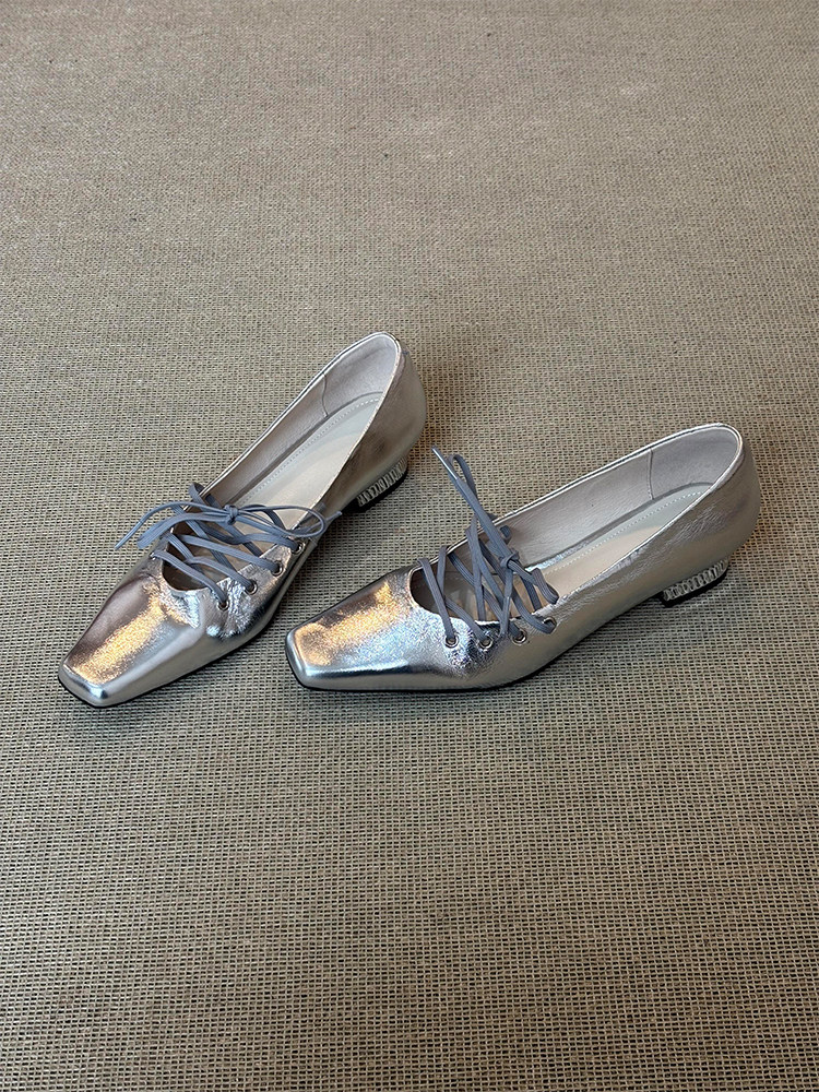 羊皮版~日常通勤气质百搭不累脚单鞋女法式复古一脚蹬舒适芭蕾鞋主图