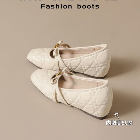 羊皮~内增高山茶花玛丽珍鞋女软底不累脚小香风菱格单鞋大码女鞋