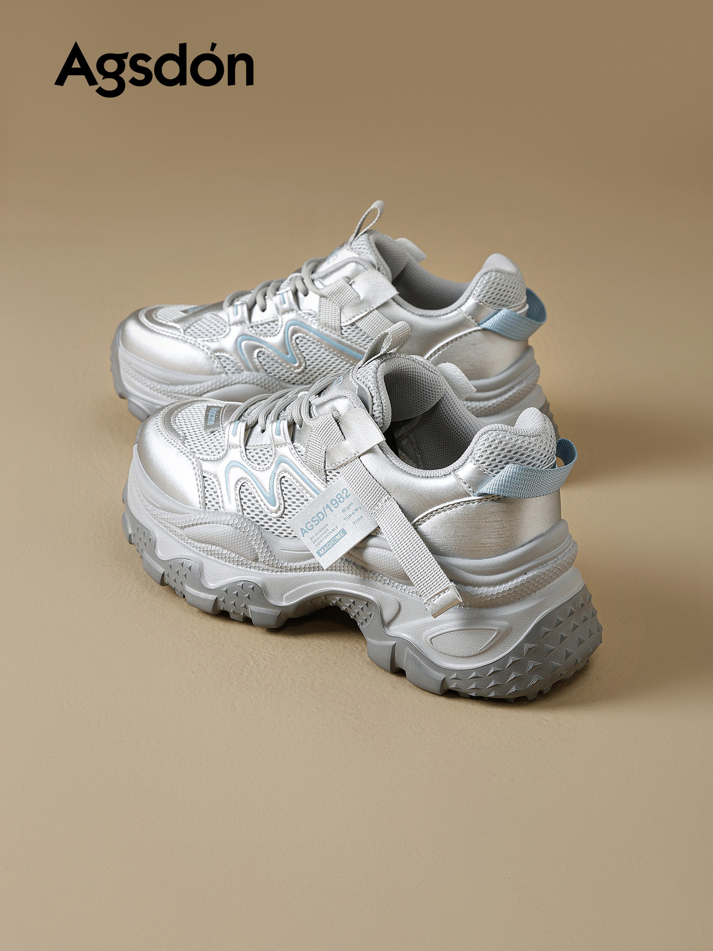 奥古狮登厚底老爹鞋女2026新款春季轻便女鞋增高百搭休闲运动鞋子主图