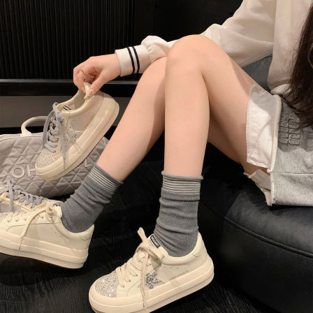 “稳叔”星星面包～真皮星星板鞋女春秋新款小白鞋厚底休闲运动鞋