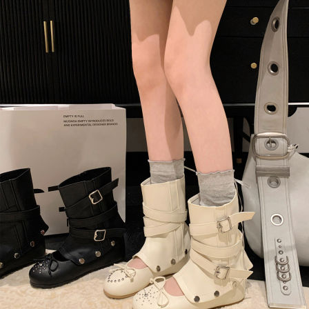 “稳叔”巴黎笔记～芭蕾舞鞋女厚底浅口单鞋玛丽珍鞋堆堆短筒靴女