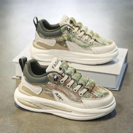 不系带女鞋春季2026新款大童运动鞋初中小学生轻便减震跑步老爹鞋