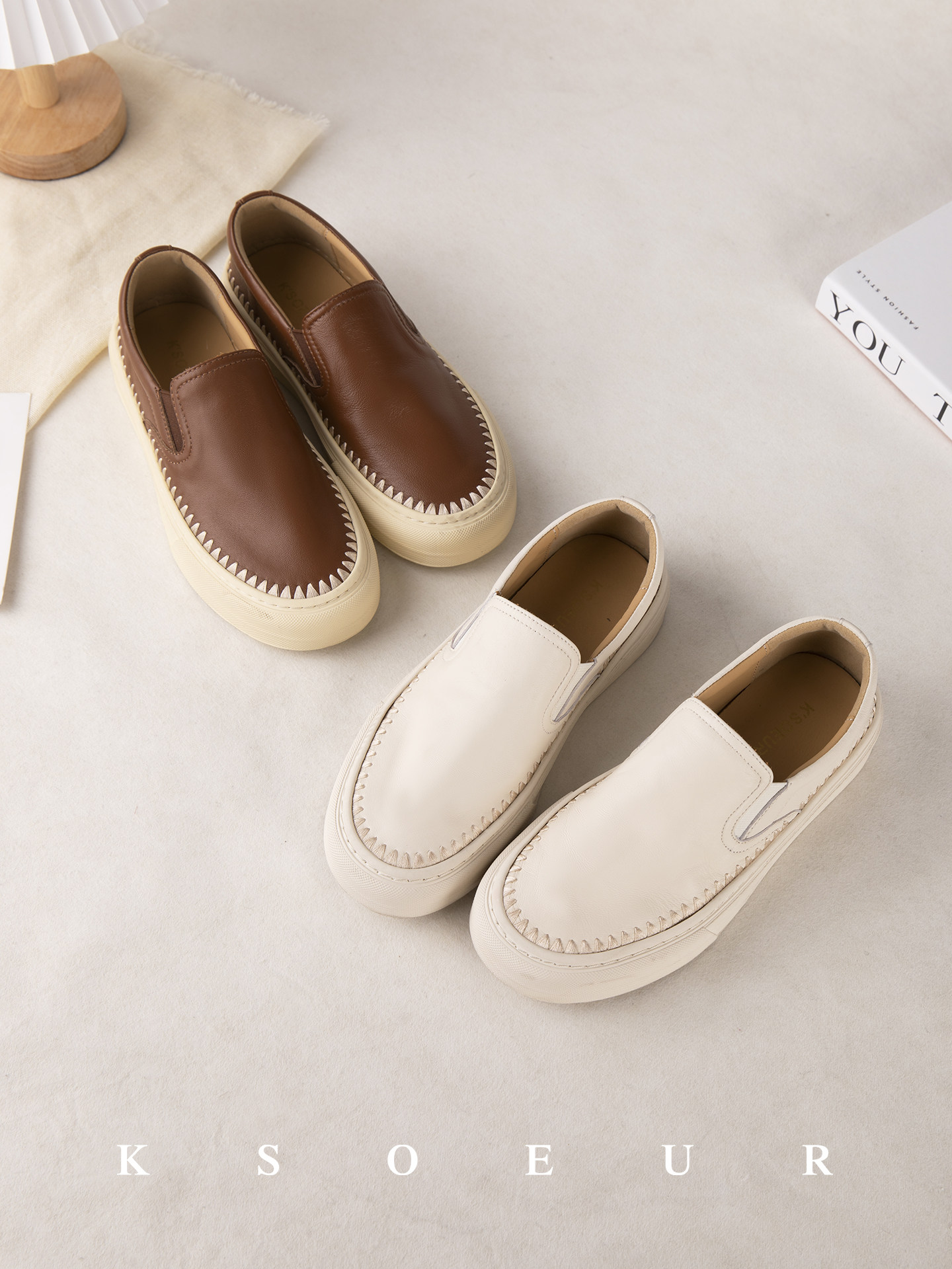 K姐 【绵羊皮一脚蹬懒人鞋】里外全皮百搭单品老钱风懒人单鞋主图