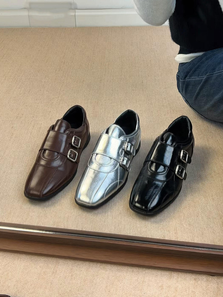 羊皮版~英伦风真皮时尚低跟百搭不累脚外穿深口单鞋女舒适小皮鞋主图