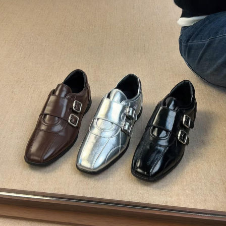 羊皮版~英伦风真皮时尚低跟百搭不累脚外穿深口单鞋女舒适小皮鞋