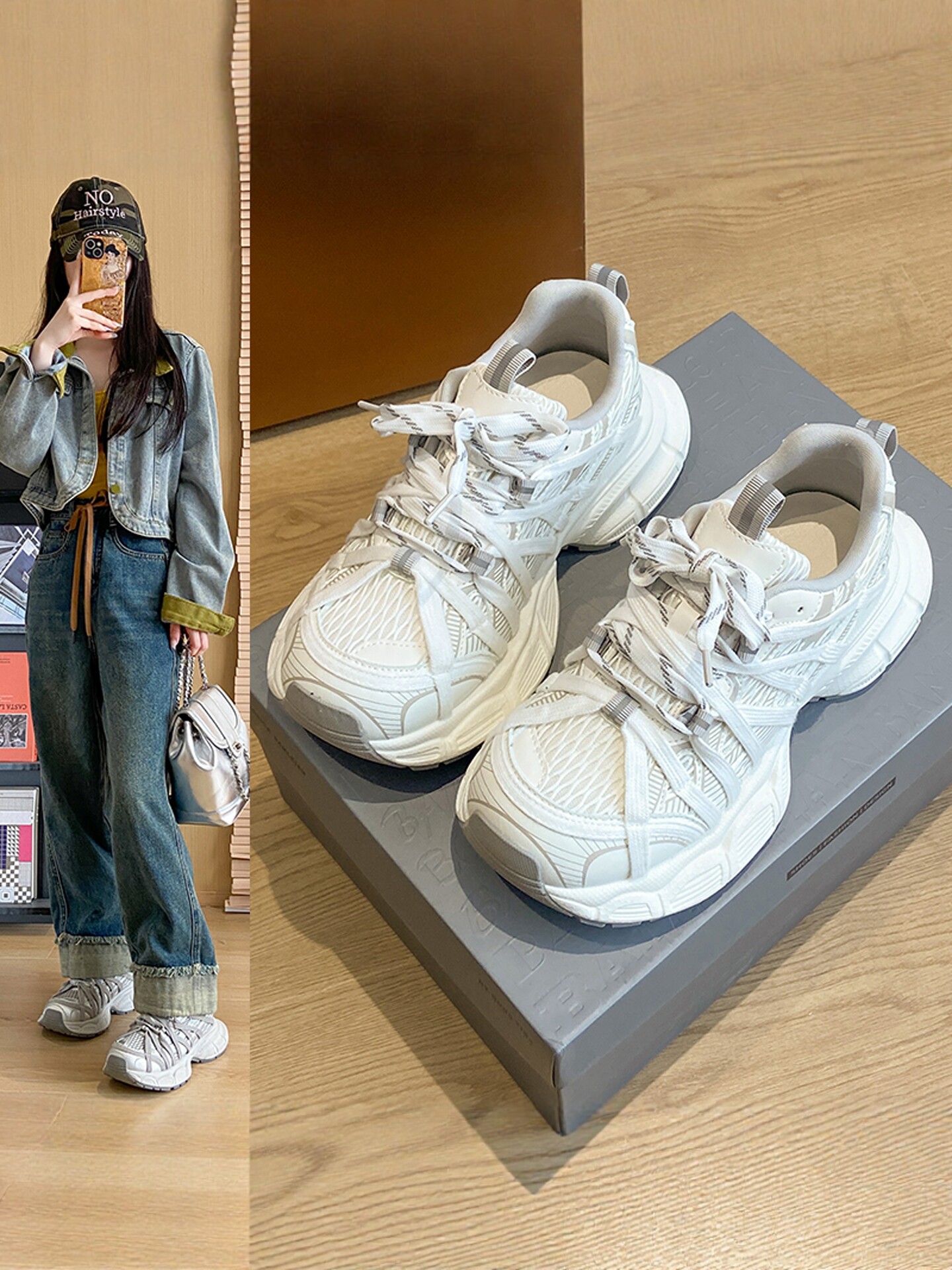 欧货炸街巴黎厚底增高老爹鞋女款2026新款春季轻便减震跑步运动鞋主图