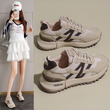 女鞋2026年新款春季网面透气轻便软底不累脚跑步鞋增高老爹运动鞋