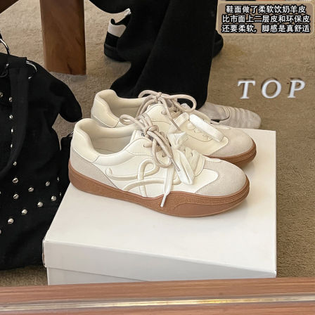 【柔软羊皮】大叔家真皮软底德训鞋女2026新款春季运动透气阿甘鞋