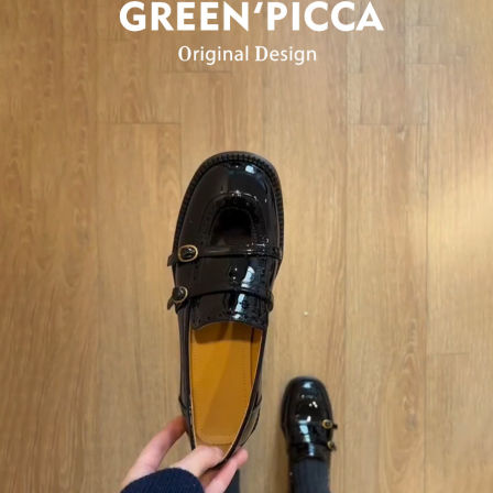 真皮~法式英伦风漆皮小皮鞋女2026新款百搭通勤低跟一脚蹬乐福鞋