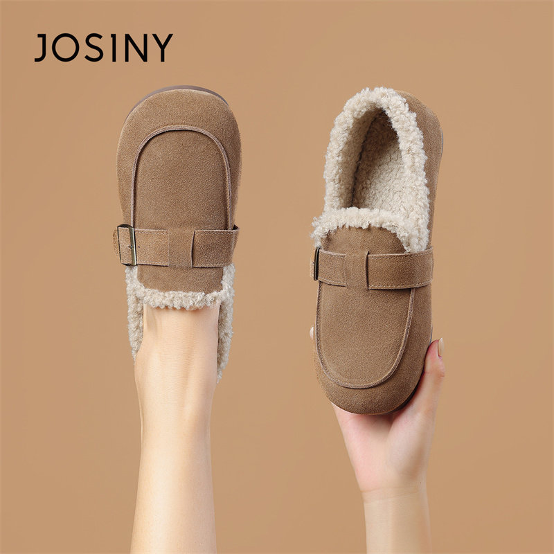 卓诗尼加绒雪地勃肯鞋女2025冬季加绒新款保暖毛绒棉鞋外穿懒人鞋主图