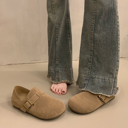 杨幂同款全包勃肯鞋女2026年新款春季真皮软底可踩后跟一脚蹬单鞋