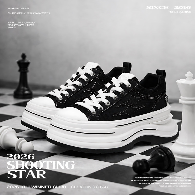 KILLWINNER 离火系列帆布鞋 黑色 增高7cm厚底休闲鞋 情侣款 KW主图