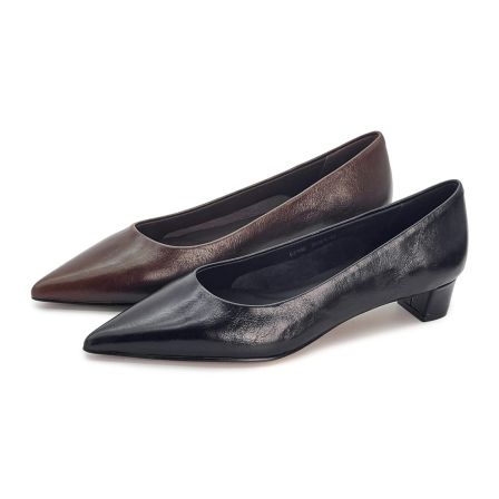 【青丝专享】“午后红茶”牛油皮尖头猫跟法式裂纹浅口单鞋53140