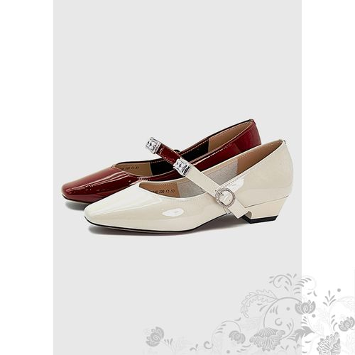 【青丝专属】"红笺白履“牛漆皮法式浅口一字带单鞋53240主图