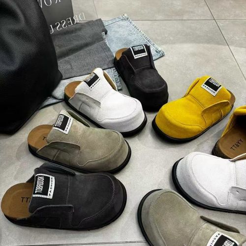 广州欧货【复古回潮】早春4cm勃肯圆头厚底洋气轻奢纯色娃娃包头拖主图