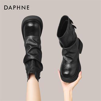 达芙妮美拉德短靴女2025新款秋冬单靴厚底时尚时装靴女款马丁靴S