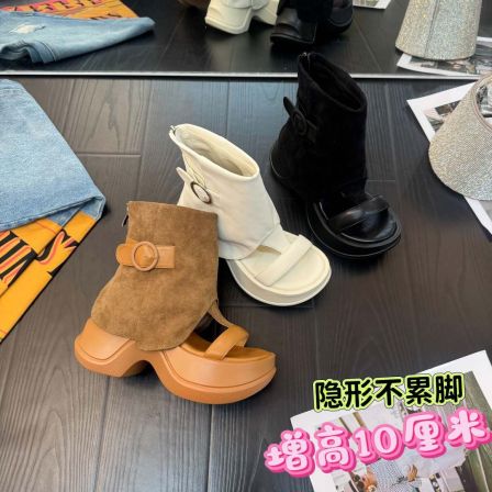 千之恋现货增高10CM2025秋季轻奢爆款休闲百搭凉鞋透气女鞋8917