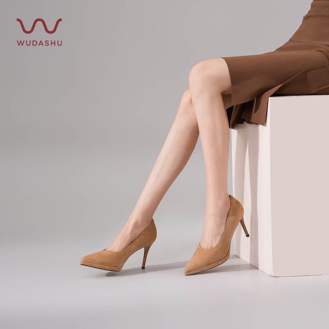 吴大叔舒适职场优雅尖头防水台细跟浅口通勤高跟鞋A11B1F1144A主图