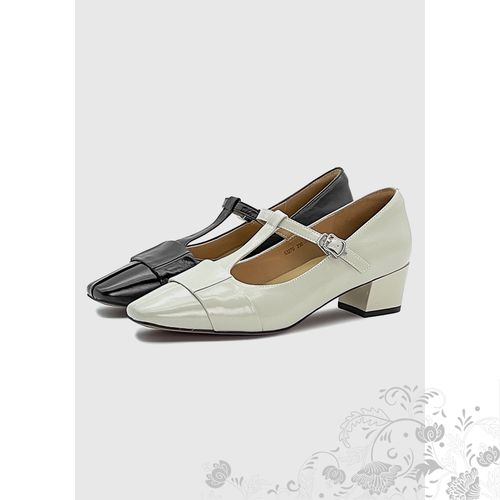【青丝专享】牛油皮面复古法式玛丽珍一字带单鞋53270主图