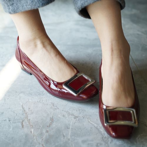 020004款2公分羊皮/羊绒/牛漆皮通勤百搭女鞋方头扣防磨脚防掉跟主图