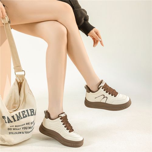 Y9628 厚底面包鞋冬季加绒女鞋2025新款板鞋休闲大码运动鞋女主图