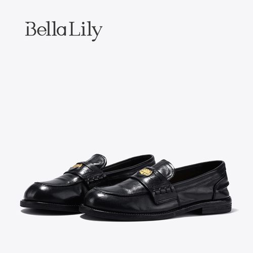 BellaLily秋季新款英伦牛皮乐福鞋女复古时尚小皮鞋气质单鞋主图