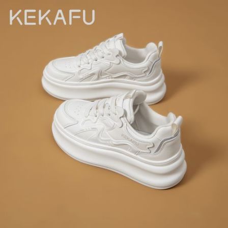 KEKAFU/珂卡芙【隐形增高6CM】小白鞋2025新款百搭厚底时尚休闲女鞋