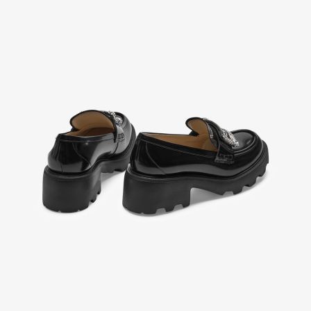 73hours女鞋西伦敦钻扣版2026春季新款黑色小皮鞋复古厚底乐福鞋