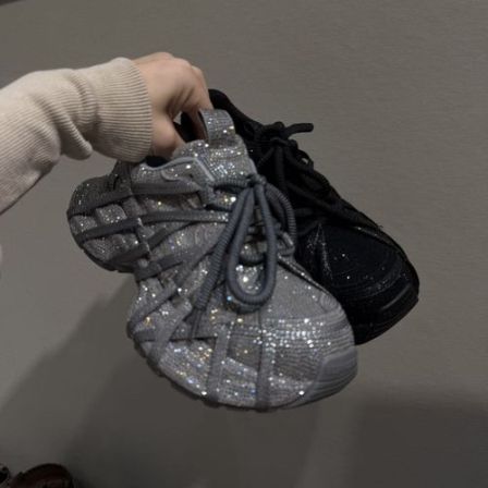 老爹鞋女2025秋季新款厚底增高时尚欧货满钻复古休闲鞋百搭运动鞋