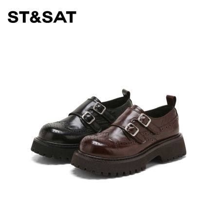 【臻选乐福鞋】增高百搭复古乐福鞋2026新款时尚厚底舒适双扣带单鞋