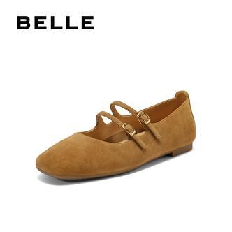 百丽复古百搭玛丽珍鞋女鞋2025秋季新款真皮浅口舒适单鞋BFK02CQ5